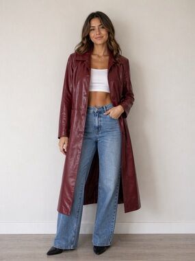 Marco Outerwear Red Leather Look Vinyl Coat M